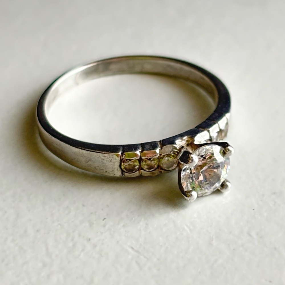 Sterling Silver Crystal Ring 925 - Picture 10 of 16